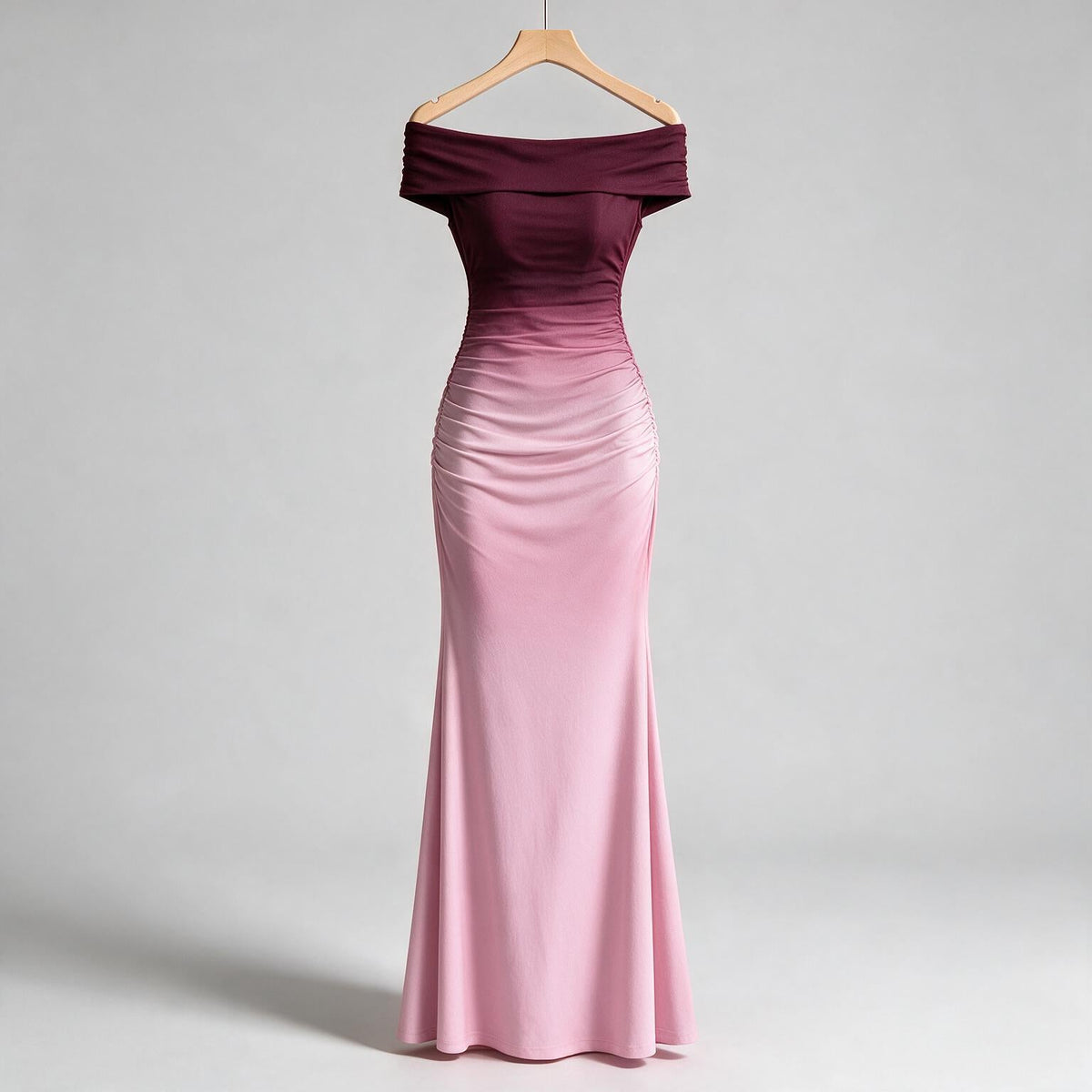 Melinda | Womens Off Shoulder Short Sleeve Gradient Bodycon Maxi Dress