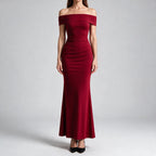Melinda | Womens Off Shoulder Short Sleeve Gradient Bodycon Maxi Dress