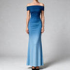 Melinda | Womens Off Shoulder Short Sleeve Gradient Bodycon Maxi Dress