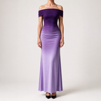 Melinda | Womens Off Shoulder Short Sleeve Gradient Bodycon Maxi Dress, Purple