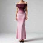 Melinda | Womens Off Shoulder Short Sleeve Gradient Bodycon Maxi Dress