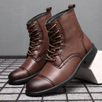 Merrick | Mens Autumn Winter Lace Up Leather Martin Boots - 4