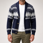 Merrick | Mens Solid Colour Knit Knitted Jumper Cardigan, Dark Blue