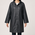 Mia | Womens Waterproof Hooded Poncho Raincoat, Black