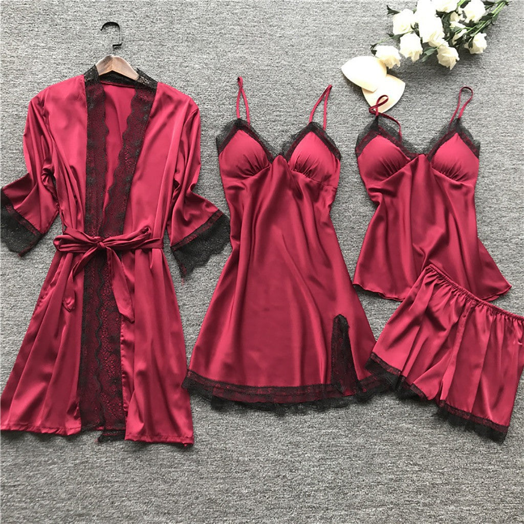 Micaela | Womens Satin Cami Sleepwear Pajama Set With Matching Robe