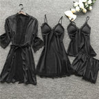 Micaela | Womens Satin Cami Sleepwear Pajama Set With Matching Robe