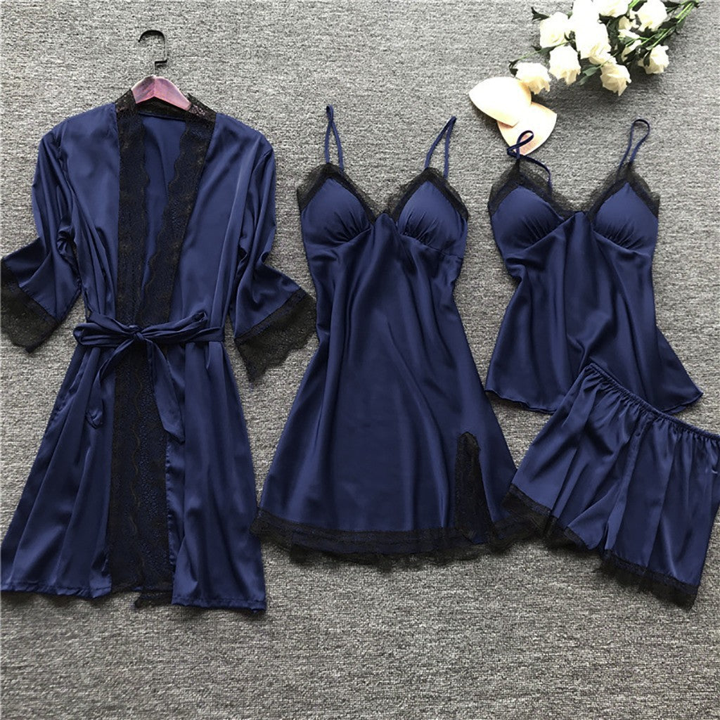 Micaela | Womens Satin Cami Sleepwear Pajama Set With Matching Robe