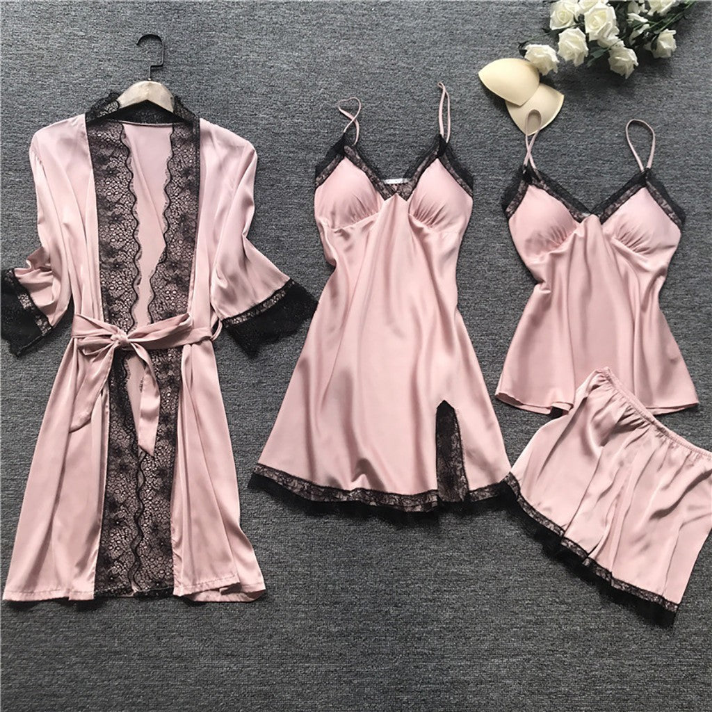 Micaela | Womens Satin Cami Sleepwear Pajama Set With Matching Robe
