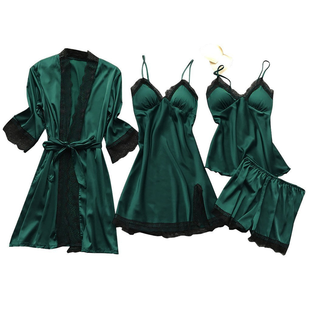 Micaela | Womens Satin Cami Sleepwear Pajama Set With Matching Robe