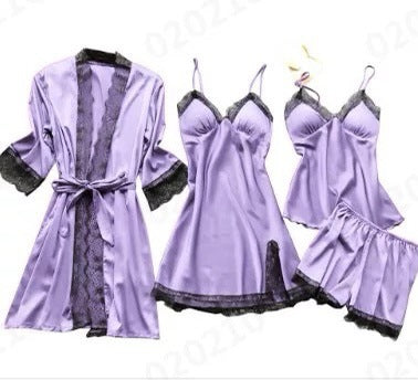 Micaela | Womens Satin Cami Sleepwear Pajama Set With Matching Robe
