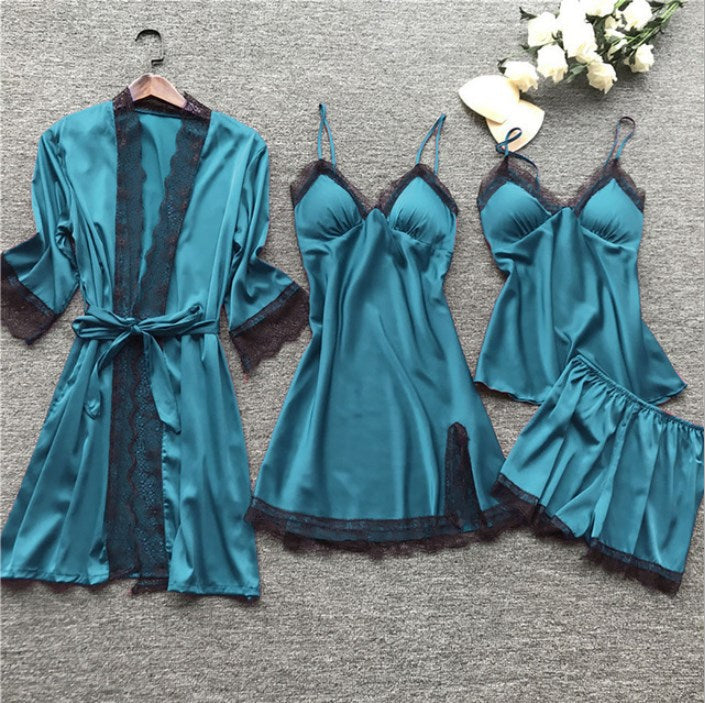 Micaela | Womens Satin Cami Sleepwear Pajama Set With Matching Robe