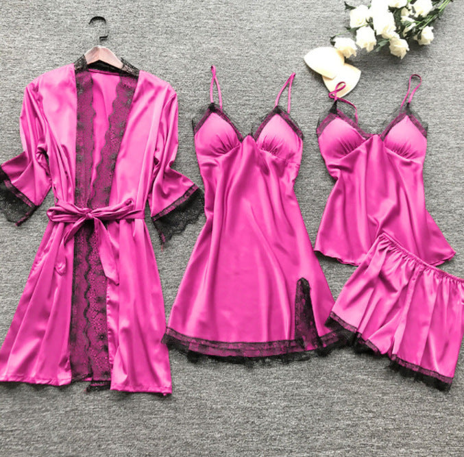 Micaela | Womens Satin Cami Sleepwear Pajama Set With Matching Robe