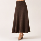 Michelle | Womens Knit Two Piece Sweater Skirt V Neck Lounge Set, Brown
