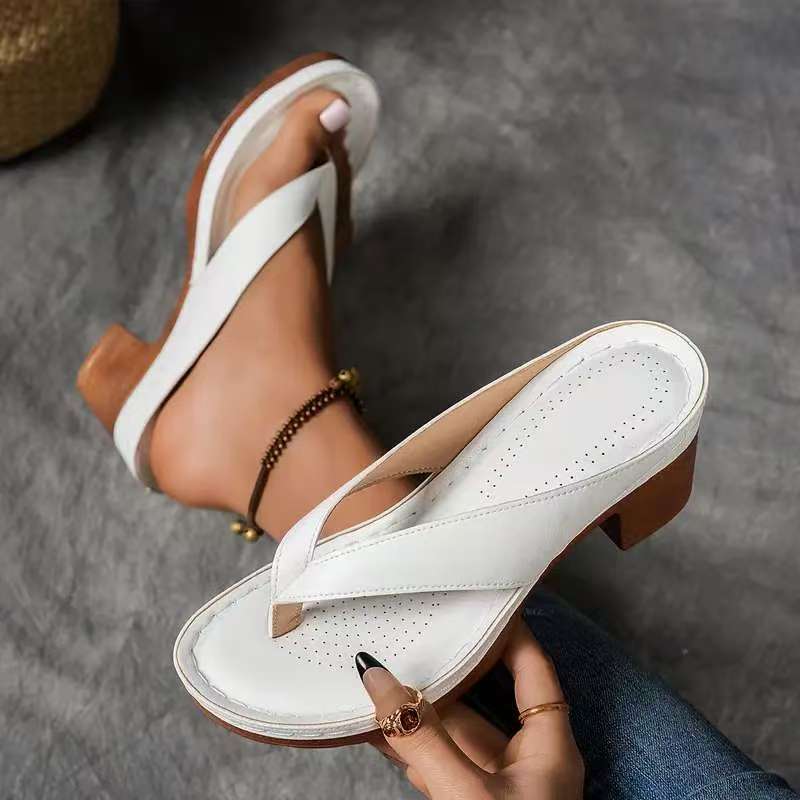 Mireille | Womens Block Heel Mule Gold Black White Sandals - 3