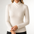 Miriam | Womens Half Turtleneck Ribbed Long Sleeve Top, Apricot