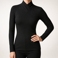 Miriam | Womens Half Turtleneck Ribbed Long Sleeve Top, Black