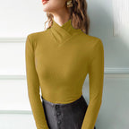 Miriam | Womens Half Turtleneck Ribbed Long Sleeve Top