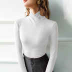 Miriam | Womens Half Turtleneck Ribbed Long Sleeve Top