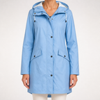Mirren | Womens Waterproof Hooded Longline Rain Winter Windbreaker Autumn Jacket, Blue