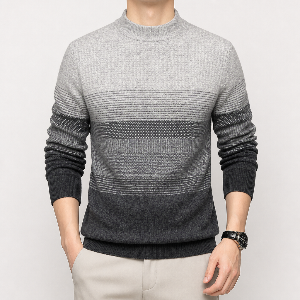 Mitchell | Mens Thick Warm Knit Sweater Round Neck Pullover, Grey