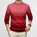 Mitchell | Mens Thick Warm Knit Sweater Round Neck Pullover, Red