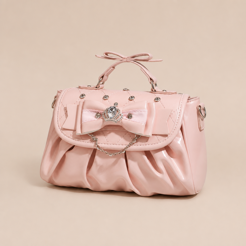 Mona | Womens Rhinestone Bow Evening Bag Shoulder Purse Handbag, Pink