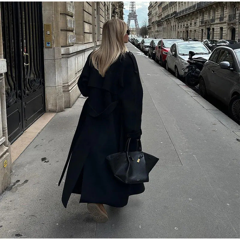 Monica | Womens Double Breasted Long Belted Trench Coat