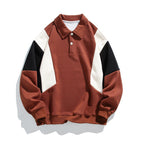 Monte | Mens Long Sleeve Polo Shirt Color Block Casual Collared Top