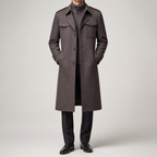 Morris | Mens Wool Blend Double Collar Business Winter Overcoat, Coffee