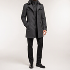 Morris | Mens Wool Blend Double Collar Business Winter Overcoat, Grey