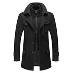 Morris | Mens Wool Blend Double Collar Business Winter Overcoat, Black