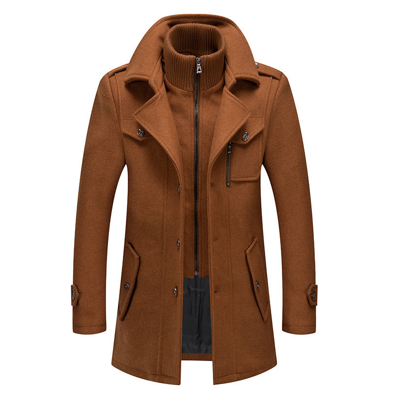 Morris | Mens Wool Blend Double Collar Business Winter Overcoat, Camel