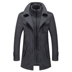 Morris | Mens Wool Blend Double Collar Business Winter Overcoat, Grey