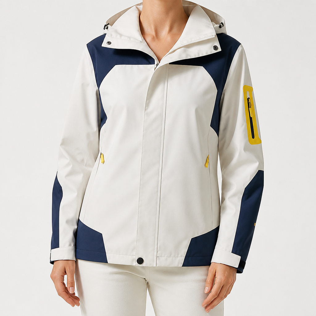 Myra | Womens Waterproof Windproof Packable Windbreaker Rain Jacket, Cream 2