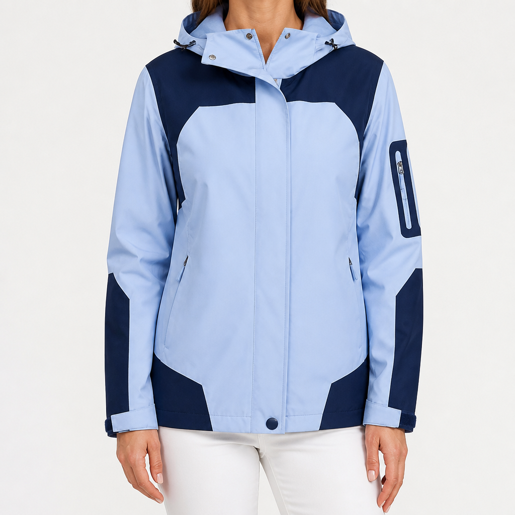 Myra | Womens Waterproof Windproof Packable Windbreaker Rain Jacket, Light Blue