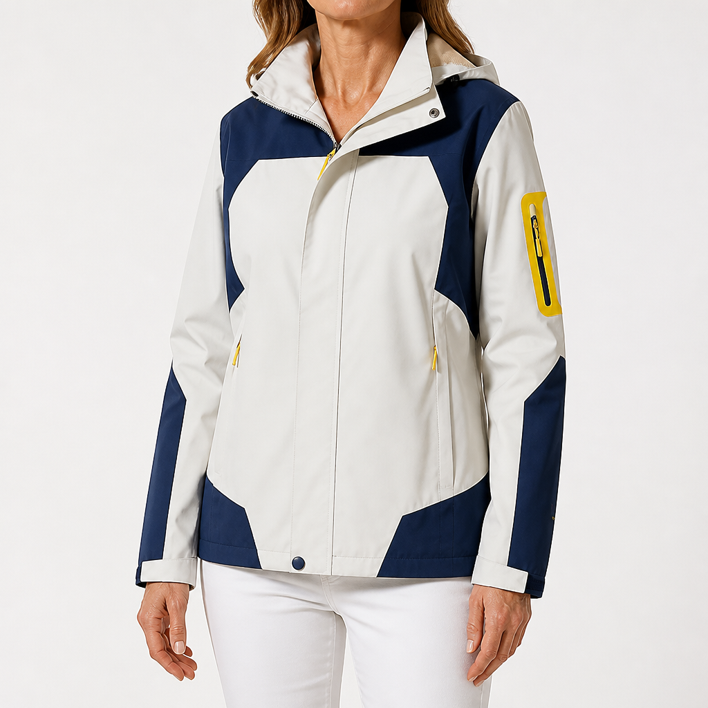 Myra | Womens Waterproof Windproof Packable Windbreaker Rain Jacket, Cream