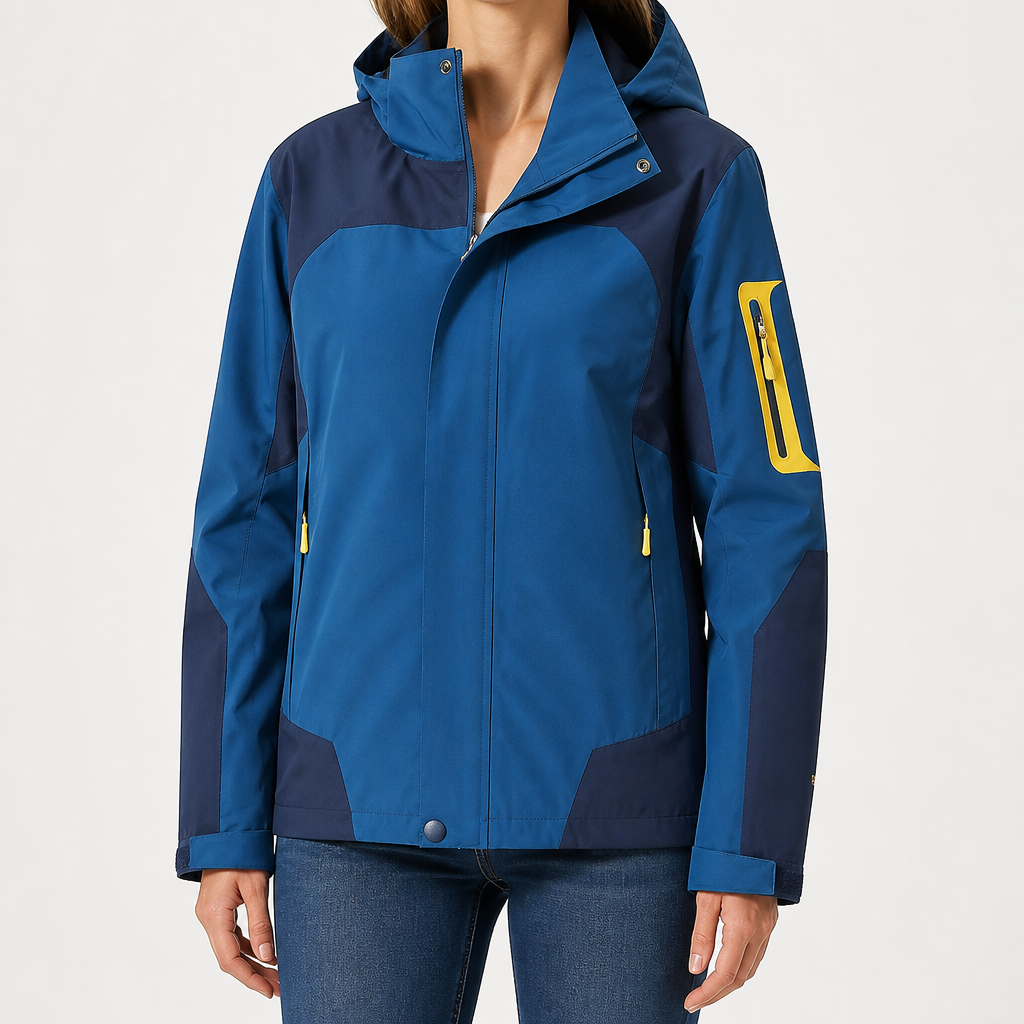 Myra | Womens Waterproof Windproof Packable Windbreaker Rain Jacket, Denim Blue
