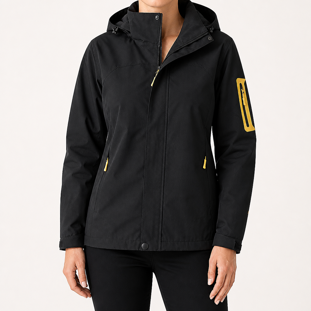 Myra | Womens Waterproof Windproof Packable Windbreaker Rain Jacket, Black