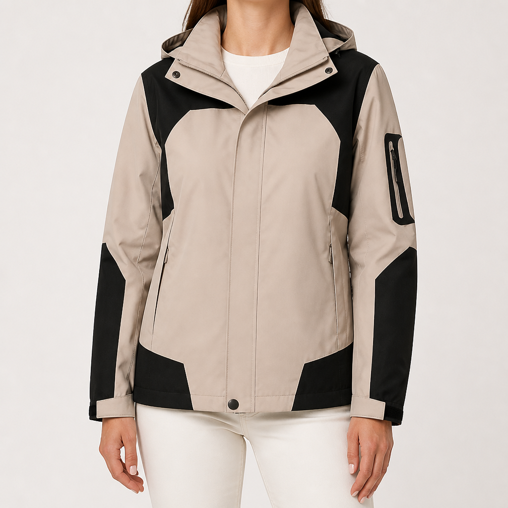Myra | Womens Waterproof Windproof Packable Windbreaker Rain Jacket, Stone Grey