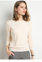 Nadia | Womens Round Neck Long Sleeve Knitted Jumper - Beige