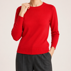 Nadia | Womens Round Neck Long Sleeve Knitted Jumper, Bright Red