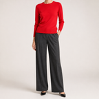 Nadia | Womens Round Neck Long Sleeve Knitted Jumper, Bright Red