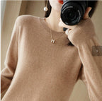 Nadia | Womens Round Neck Long Sleeve Knitted Jumper - Golden Camel