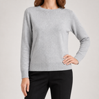 Nadia | Womens Round Neck Long Sleeve Knitted Jumper, Grey