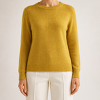 Nadia | Womens Round Neck Long Sleeve Knitted Jumper, Mustard Yellow
