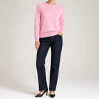 Nadia | Womens Round Neck Long Sleeve Knitted Jumper, Pink