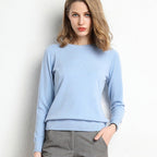 Nadia | Womens Round Neck Long Sleeve Knitted Jumper - Sky Blue