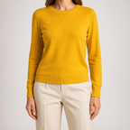 Nadia | Womens Round Neck Long Sleeve Knitted Jumper, Turmeric