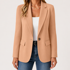 Nadine | Womens Long Sleeve Cardigan Blazer Knit Casual Jumper, Apricot