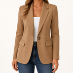 Nadine | Womens Long Sleeve Cardigan Blazer Knit Casual Jumper, Khaki